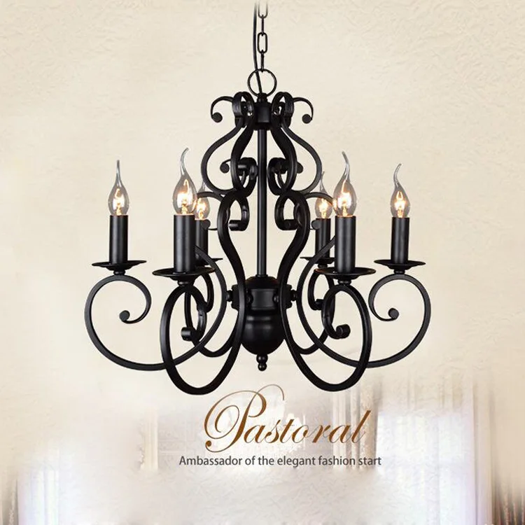 Vintage E14 black Style Iron Candle Wrought Lighting Fixtures Nordic