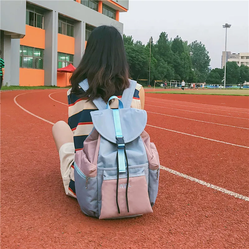 

Harajuku College Travel Fashion Contrast Schoolbag Laptop Backpack Large Capacity Casual Street Simple Bag Korean Backpack Bags