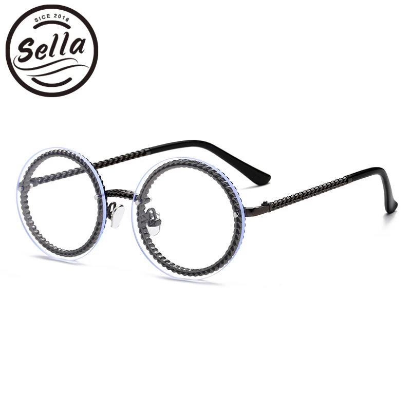 Sella новые трендовые Модные женские круглые солнцезащитные очки Брендовые дизайнерские Роскошные винтажные женские градиентные линзы прозрачные очки - Цвет линз: gun clear