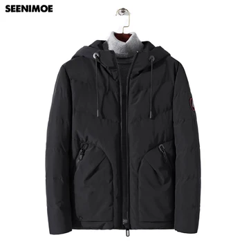 

Seenimoe 2019 Windproof Winter Jacket Men Brand Winter Parkas for Man Hooded Thicken M-4XL Solid Color Mens Regular Warm Coat