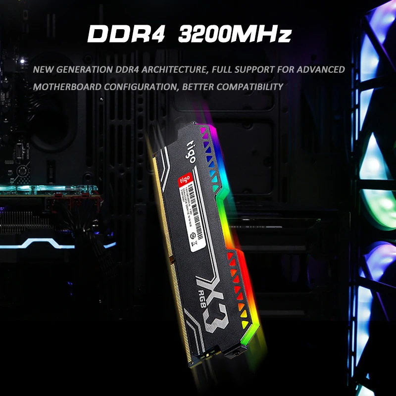 X3 RGB DDR4 8G 3200MHz Настольный игровой ОЗУ 288 PIN 1,35 V Электронный СПОРТИВНЫЙ ИГРОВОЙ светильник RGB Память ram для настольного ноутбука