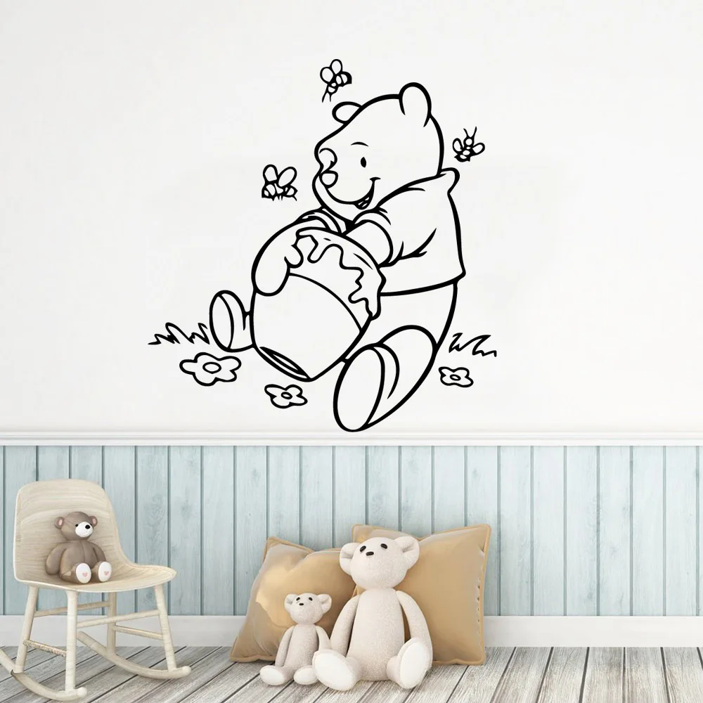 

Large winie the pooh Waterproof Wall Stickers Home Decor Removable Wall Sticker Decoration Decal muursticker