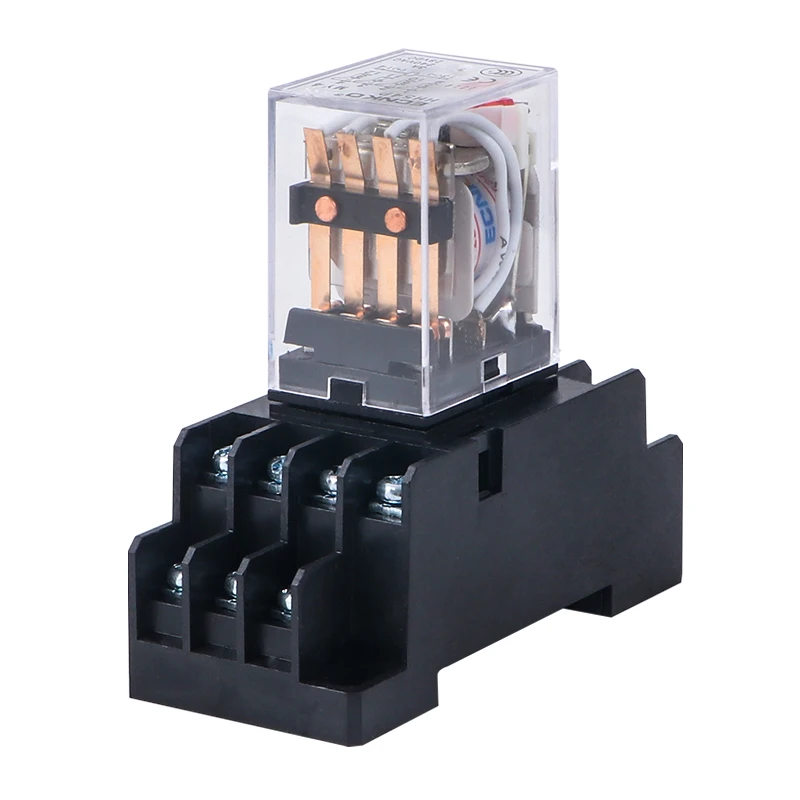 HH54P MY4NJ Electromagnetic Relays 4PDT 4NO 4NC AC 220V 110V DC 24V 12V 3A Power Relay Switch Socket Base Silver Contacts 14 Pin