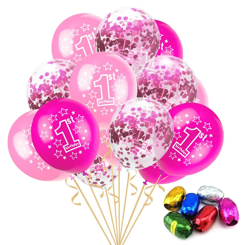 Детский душ, Детский прозрачный воздушный шар "Конфетти", вечерние принадлежности, Свадебный декор, 12 дюймов, игрушки для первого дня рождения - Цвет: pink rose red