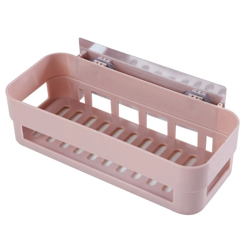 Пластиковый уголок для хранения ванной комнаты, кухонный стеллаж для хранения, органайзер, полка для душа, предметы для дома, стойка для всасывания, органайзер для макияжа - Цвет: 02-pink