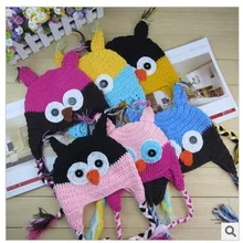 Детские вязаные шапки ручной работы из хлопка с рисунками из мультфильмов; Различные стили животных; Шапка-бини с изображением совы