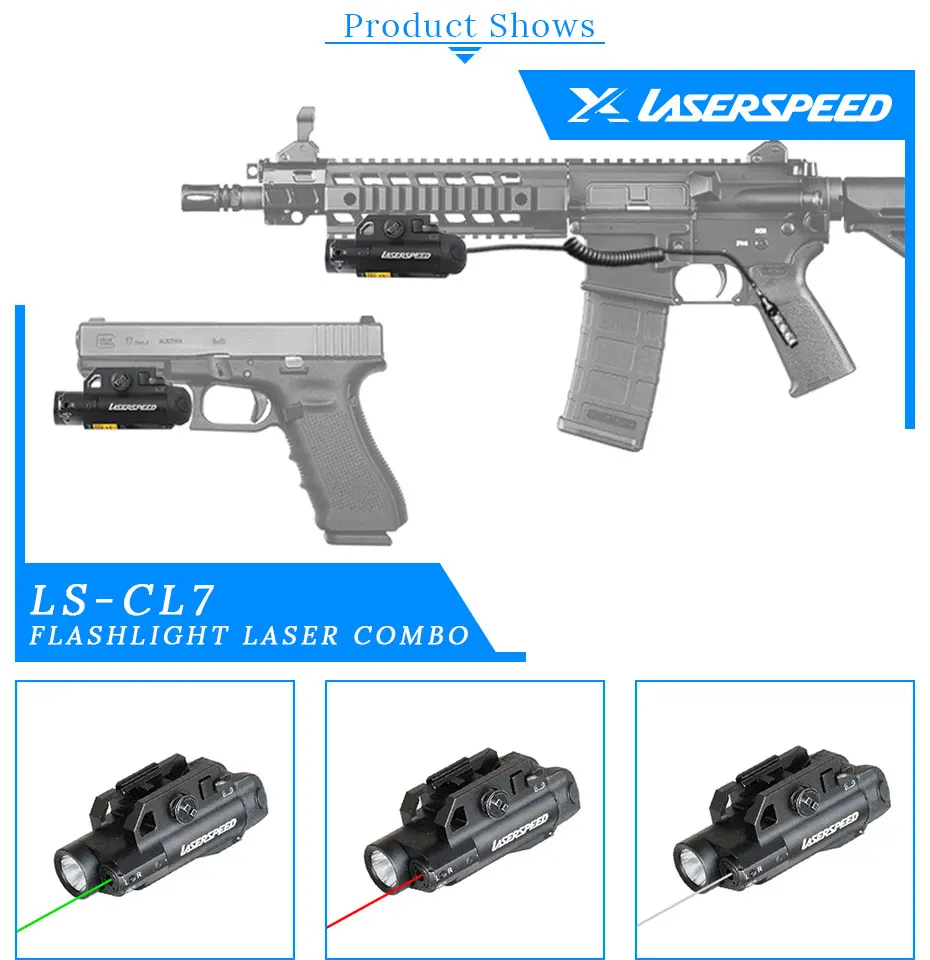 Compacto Laser Combinação Pistola Verde Infravermelho Vermelho Dot Tático Led Arma Lanterna Ls-cl7 Luz 2 Luzes de armas