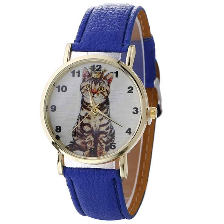 Модные женские часы MINHIN, Студенческие Кварцевые часы с кожаным ремешком в виде кота, часы для женщин,, креативные часы