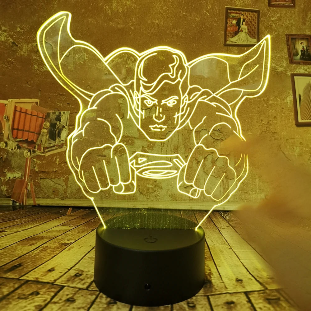 3D лампа Marvel super man ночник 7 Авто Цвет плавный переход светодиодный USB мальчик