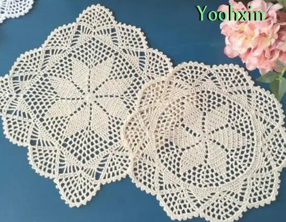 

Handmade cotton placemat drink cup coffee coaster tea mug kitchen table place mat cloth lace Crochet Christmas doily dining pad