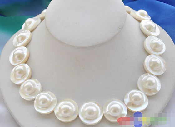 

Wholesale FREE SHIPPING >>> PERFECT AAA++ 18" 22mm WHITE ROUND SOUTH SEA MABE PEARL NECKLACE