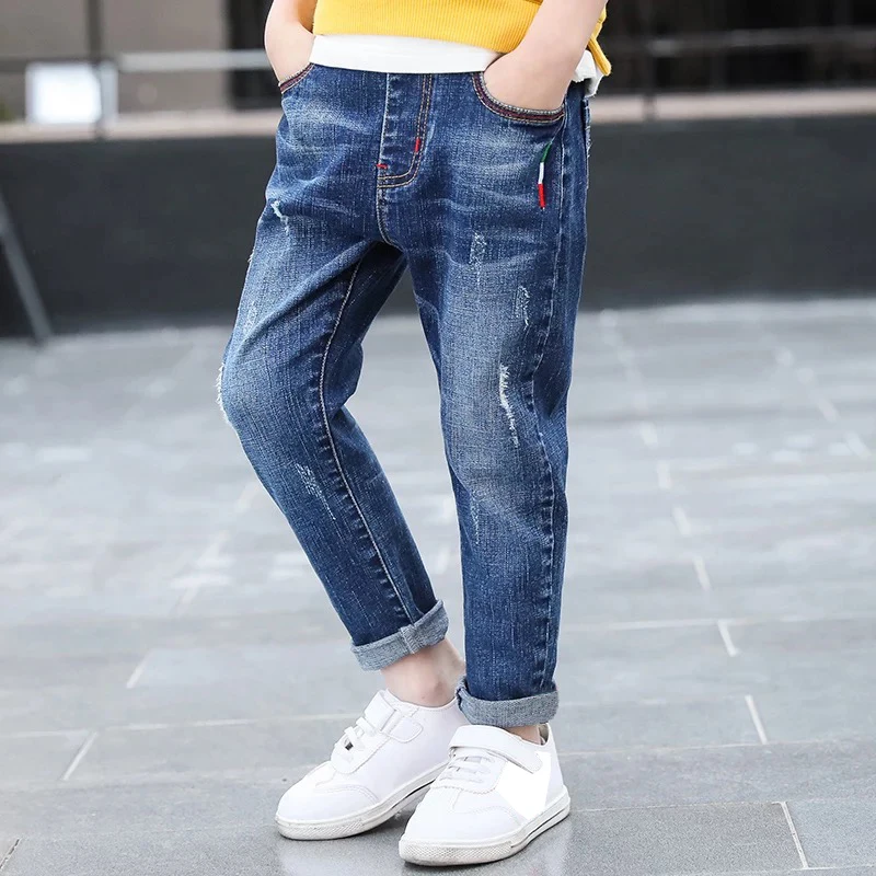  IENENS 5-13Y Young Boy's Jeans Light Color Cowboy Trousers Boys Denim Long Pants Fashion Children K