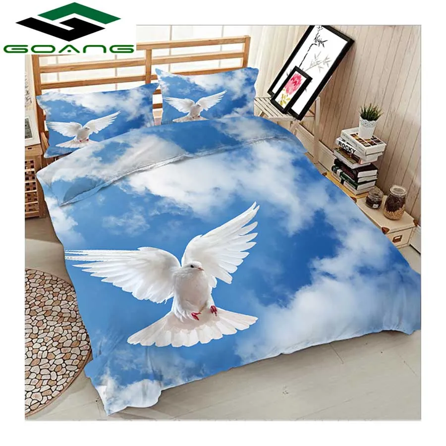 

GOANG queen size bed sheets set duvet cover pillow case 3d digital printing Sky dove bedding sets 100% Microfiber home textiles