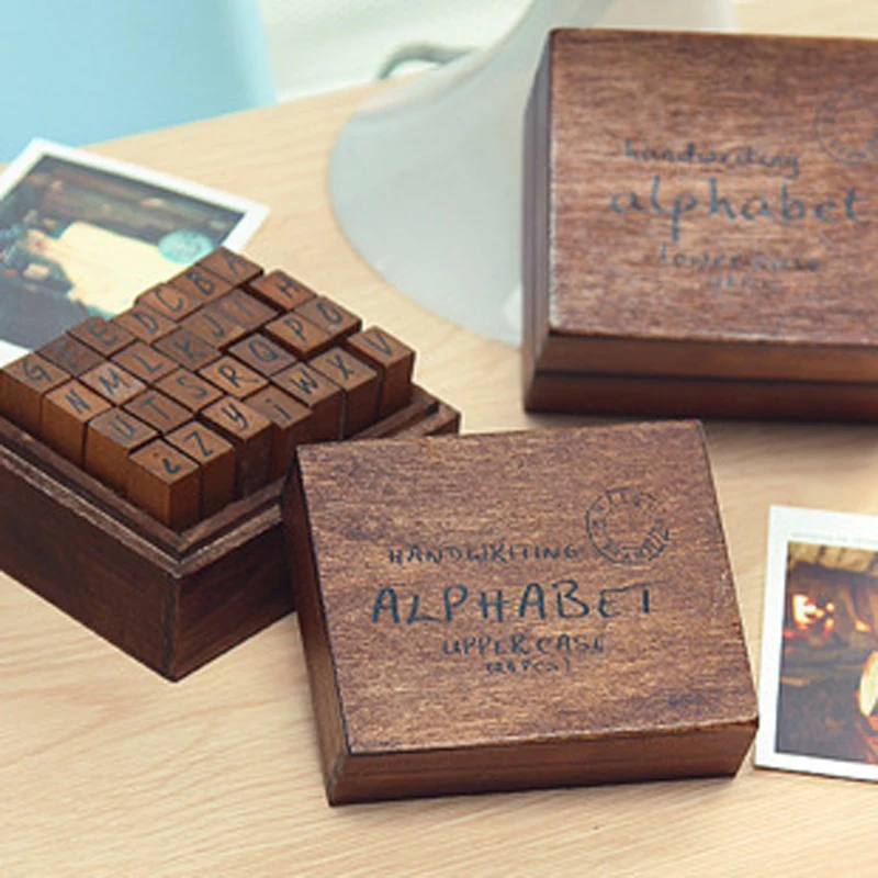 

Retro Wooden Box Letter Seal Trend Wood Rubber Stamp Diary Stamp Stationery Set