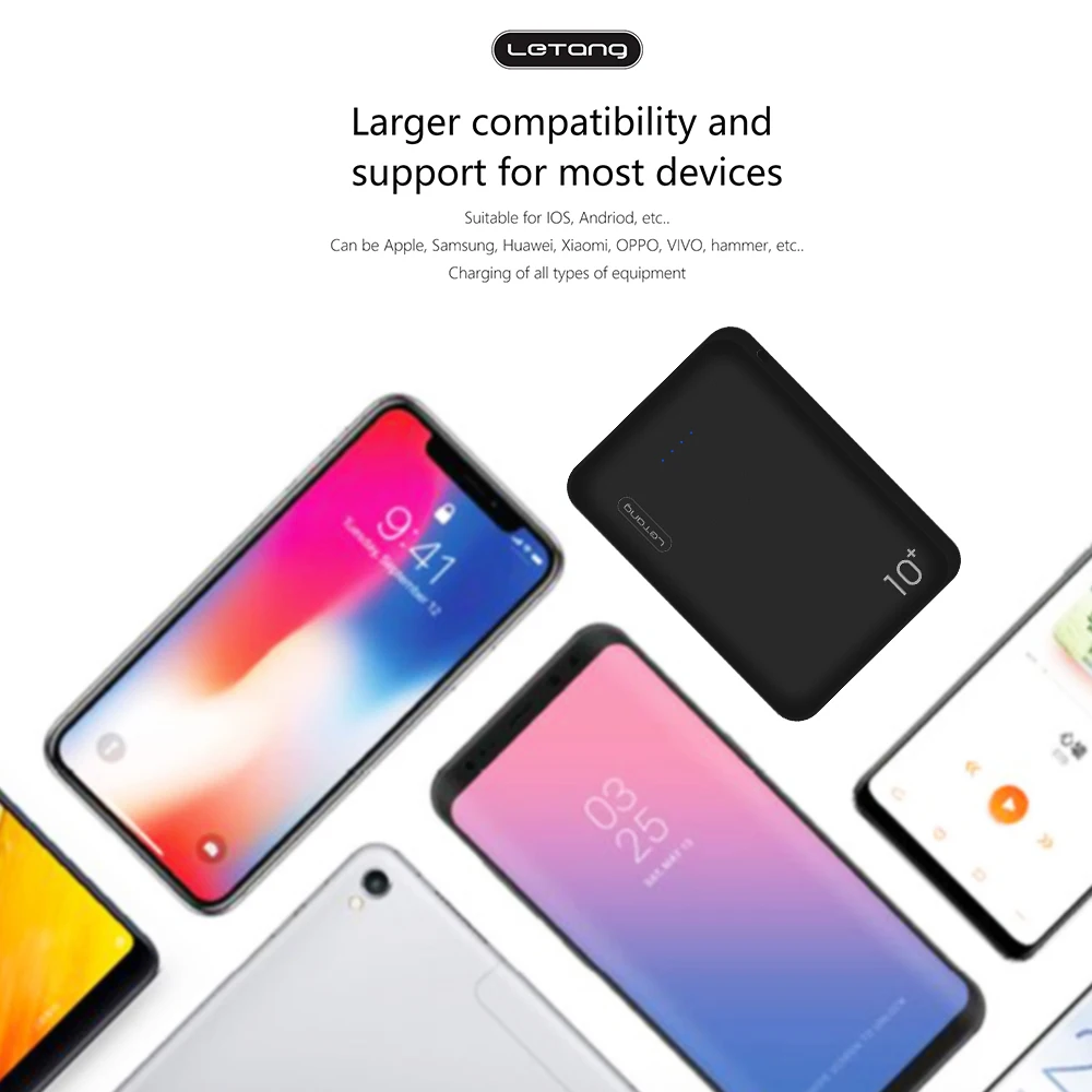 Letang mi ni 10000mAh портативное зарядное устройство для зарядки тонкий повербанк