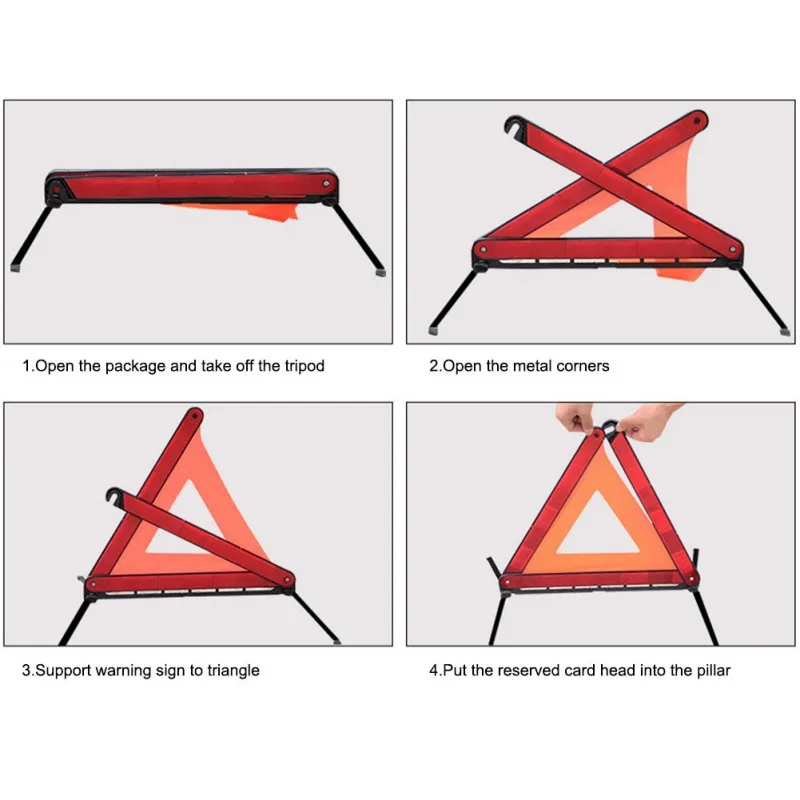 Emergency Hazard Sign Car Triangle Warning Sign Auto Breakdown Warning Triangle Reflective Stop Sign Board Cars Tripod