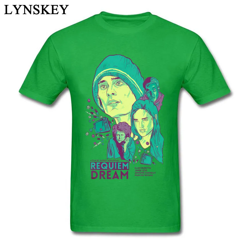 100% Cotton Tops T Shirt Requiem For A Dream for Men Design T-Shirt Casual New Design Round Collar Short Sleeve Tee Shirt Requiem For A Dream green