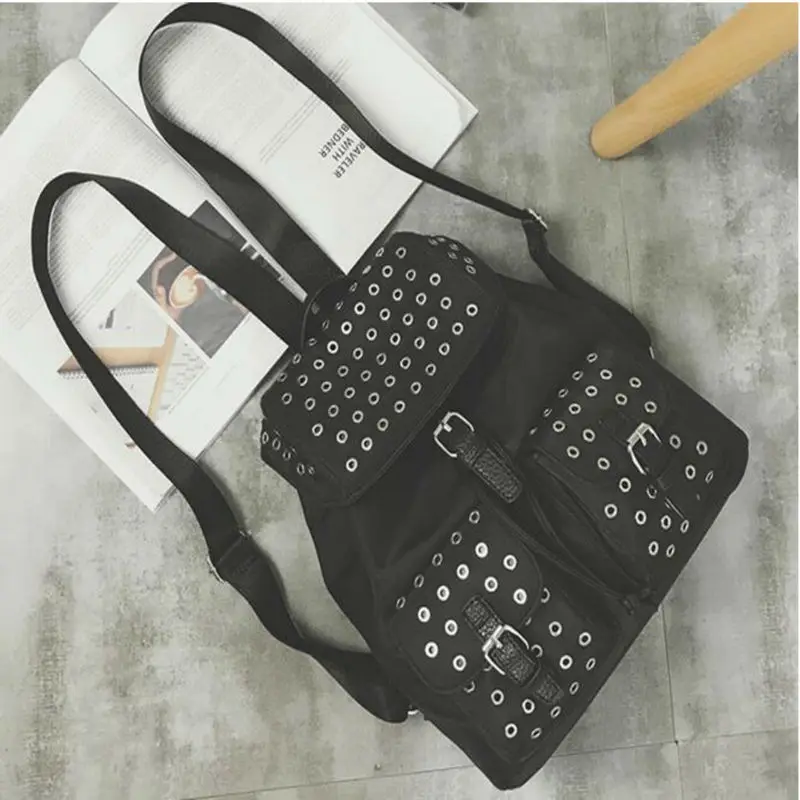 New Arrival Korean Style Oxford Cloth Rivet Female Backpack Fashionable Preppy Style Backpack Large Capacity Student
