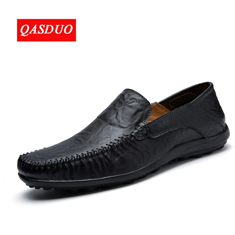 QASDUO Italian Mens Shoes Casual Brands Men Loafers Luxury Moccasins Comfy Breathable Slip On Boat Shoes Men large sizes 47