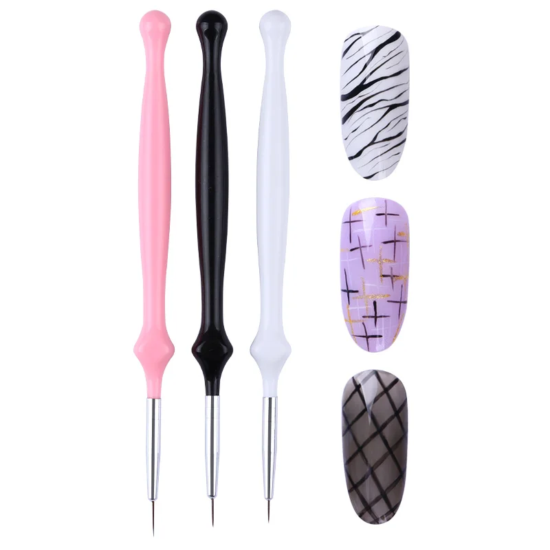 

3Pcs UV Gel Liner Brush Set 7mm 9mm 11mm Painting Acrylic Pen Drawing Brush Gourd Handle Manicure Nail Art Tool