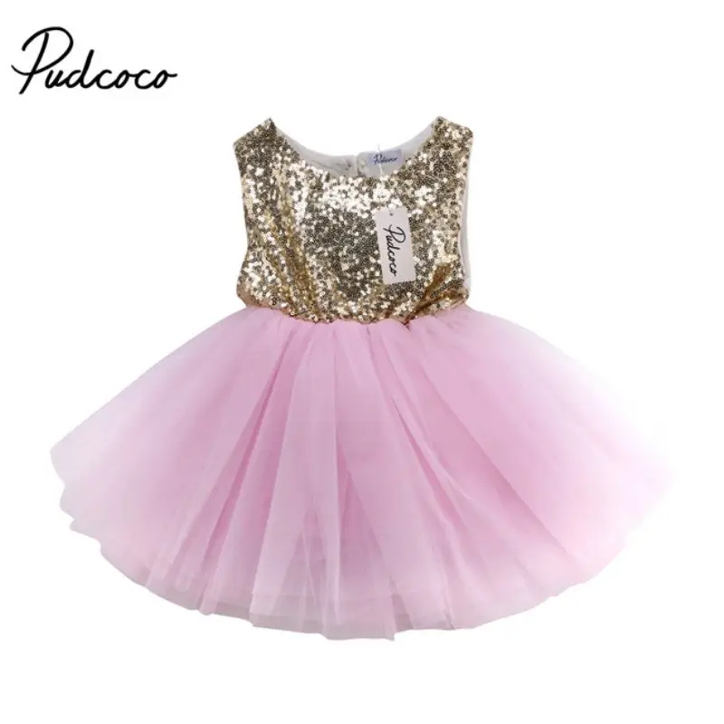 Newborn Dress Sequins Kids Baby Flower Girl Dress Tutu Party Dress Backless Dresses Children Clothing