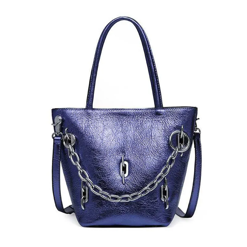 

New Fashion Chain Ladies Bucket Bag Zipper Genuine Leather Women Real Cowhide Handbag Shoulder Messenger Bag For Lady W1020
