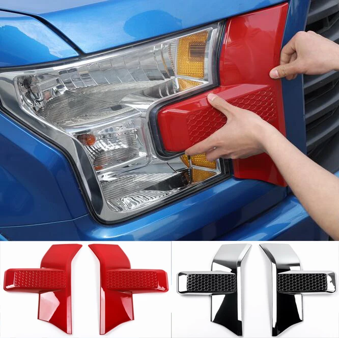

Newest Headlights Head Lamps Cover Trims Exterior Parts Chromium Moulding ABS For Ford F-150 2015 16 17 Up Free Shipping