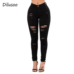 Dilusoo Women Ripped Denim Jeans Pecil Pants Holes Jeans Europe Slim Elastic Pants Full Length Trousers woman casual Jeans lady Dilusoo Women Ripped Denim Jeans Pecil Pants Holes Jeans Europe Slim Elastic Pants Full Length Trousers woman casual Jeans lady