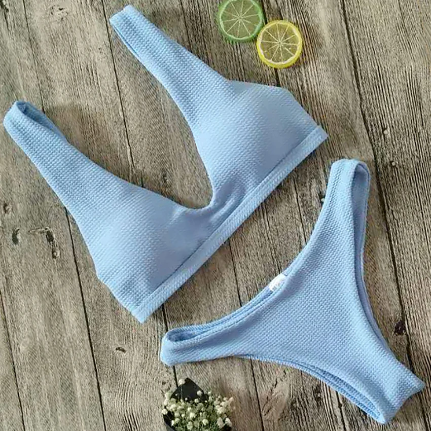 

Blue Bikinis 2017 Swimwear Women Swimsuit White Bikini Set maillot de bain Girls Swim Bather Bathing Suit Push Up Thong Biquini