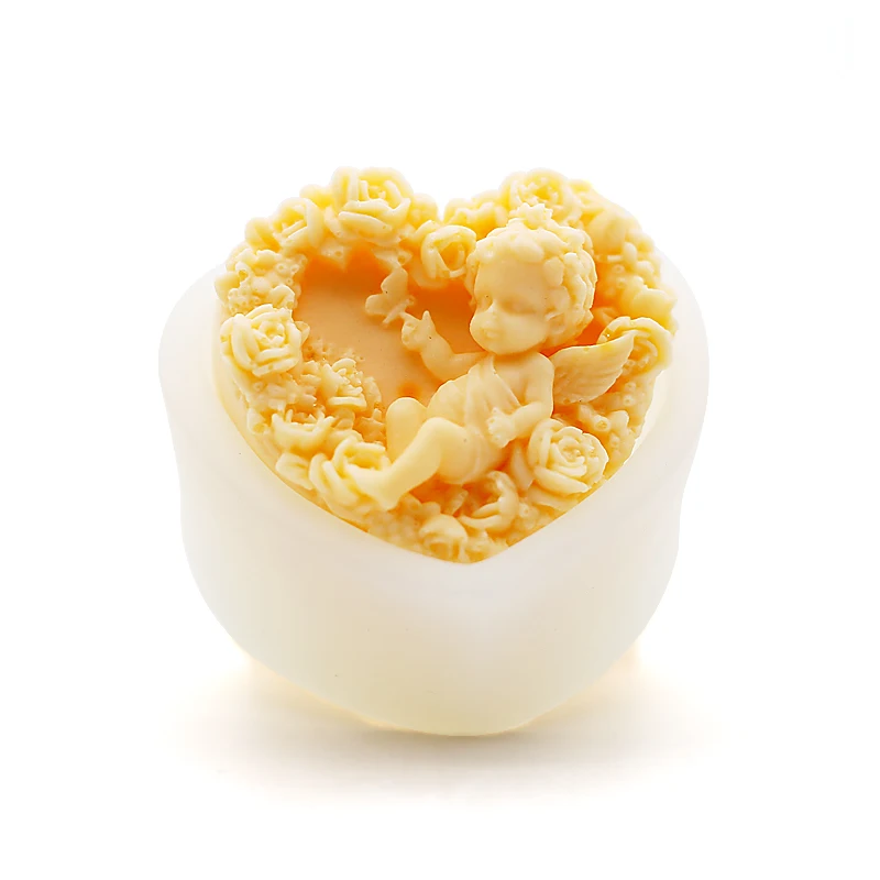 DIY high-end handmade soap silicone mold heart shaped angel with thick cold soap mold