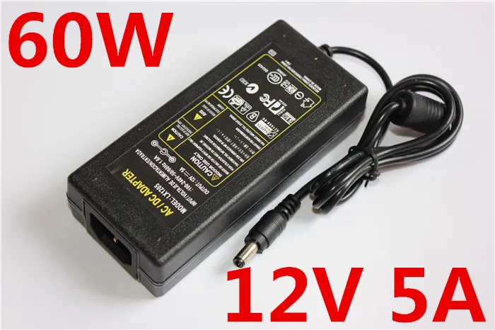 Светодиодный адаптер питания dc12V5A для 5 метров любой 5050 или 3528 светодиодный полосы, вход 100 V-240 V, 60W 5A, 60WBalancer зарядное устройство