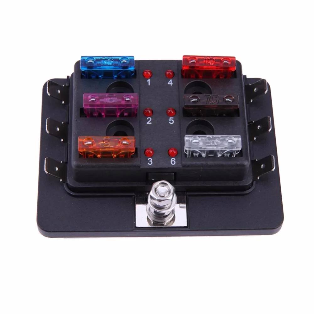 12 32V Circuit Standard ATO ATC Blade Fuse Box Block Auto Car Boat 6 Way with LED Warning Light Kit for Car Boat Marine Trike-in Fuses from Automobiles ...