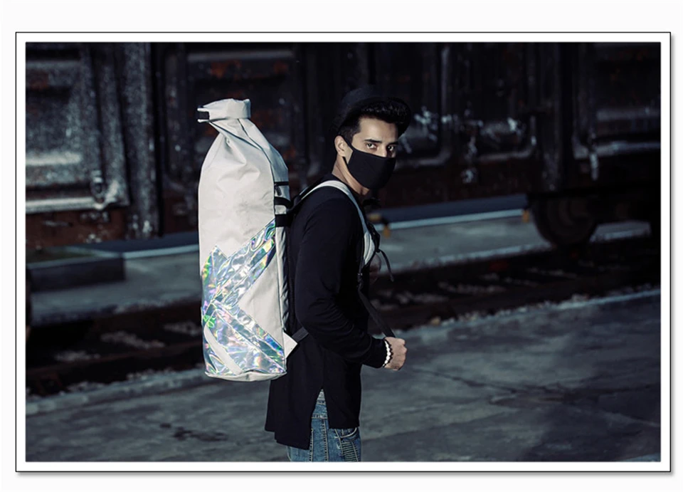 Рюкзак лазерный рыцарский рюкзак мужской рюкзак для путешествий Студенческая сумка большая емкость рулонная крышка большая барабанная сумка