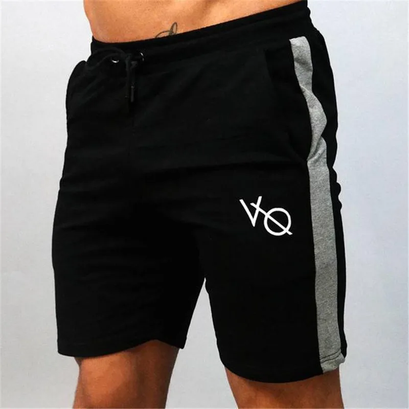 NEW 2019 Summer Casual Fitness Stripe Printed Elastic Waist Drawstring Loose grey/black Joggers Practise short trousers Men