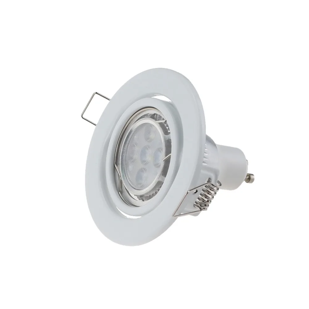10 шт./лот круглые белые светодиоды встраиваемые потолочные светильники с регулируемая рама для GU10 MR16 с креплением на точечные потолочные светильники рамка