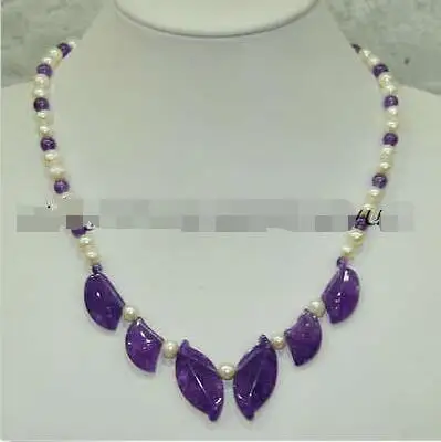 

FREE SHIPPING HOT sell new Style >>>>Genuine 7-8MM White Akoya Pearl / Amethyest Pendants Necklace 18