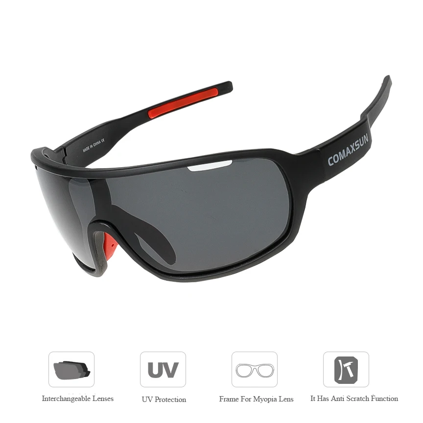 COMAXSUN поляризационные велосипедные очки для езды на велосипеде защитные очки для вождения, рыбалки, спорта на открытом воздухе солнцезащитные очки UV 400 3 линзы