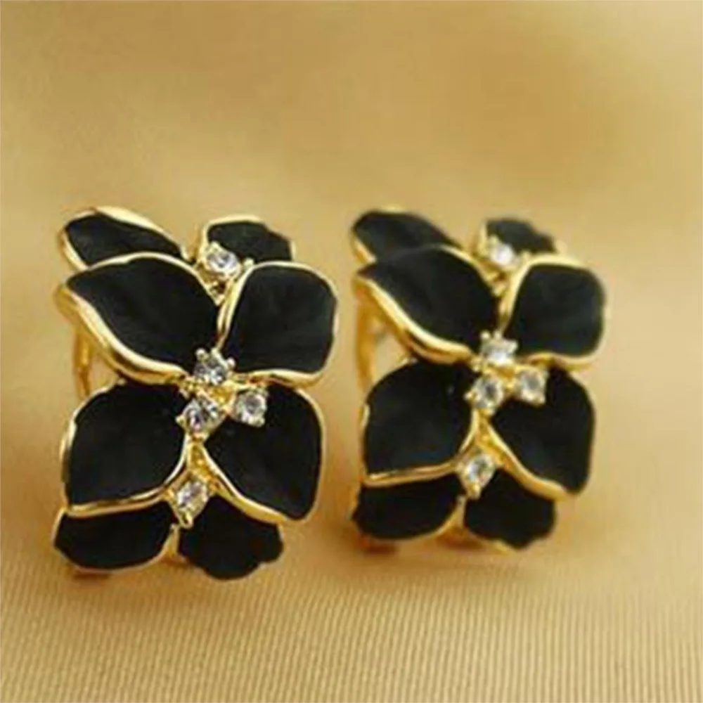 Crystal Gardenia Flower Earring Stud Women Earrings With Buckle Fashion Vintage Jewelryfashion