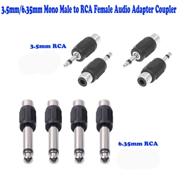 

10pcs/lot 3.5mm & 6.5mm to RCA Male to Rca Female Mono Jack Plug Audio Video Converter Adapter for Sound Mixer Microphone