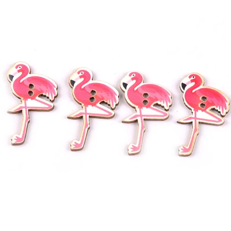 

Wooden Pink Flamingo Buttons Apparel Sewing DIY Crafts Scrapbooking Flatback Button For Clothing Decoration 25Pcs 22x36mm M1732