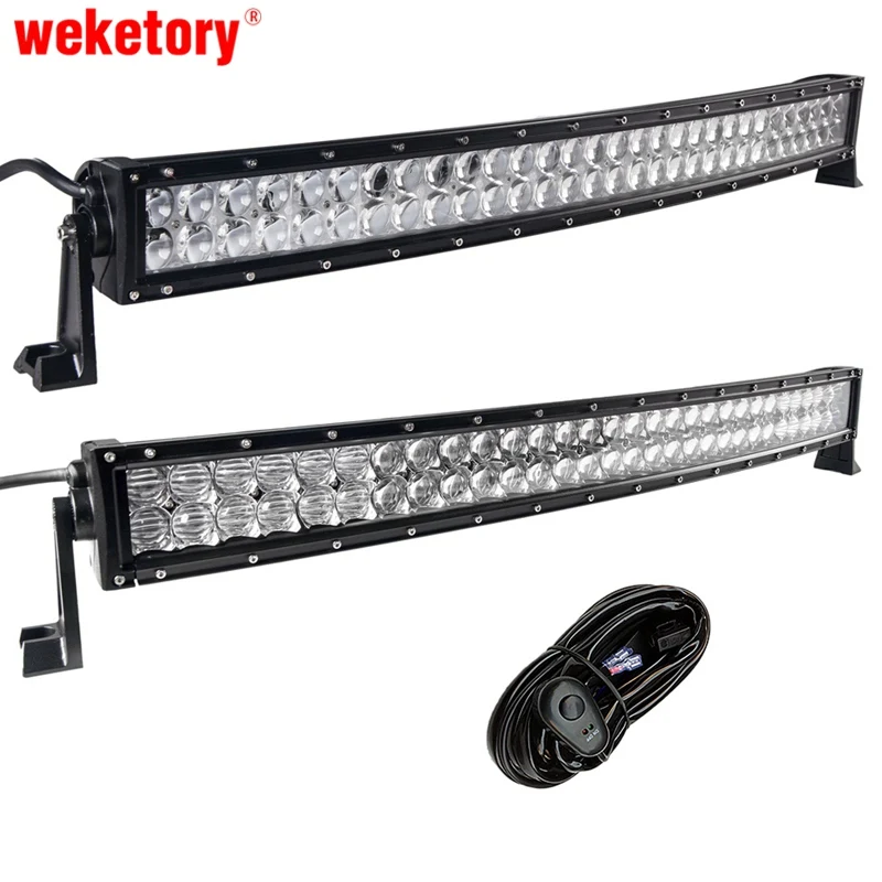 

weketory 4D 5D 32 inch 300W Curved LED Work Light Bar for Tractor Boat OffRoad 4WD 4x4 Truck SUV ATV with Switch Wiring 12V 24v