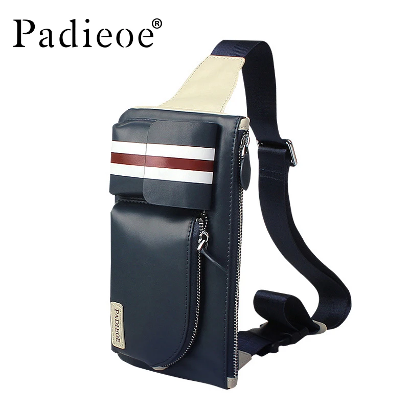 

Padieoe men sling bag chest bag shoulder crossbody bags satchel genuine leather bag fashion