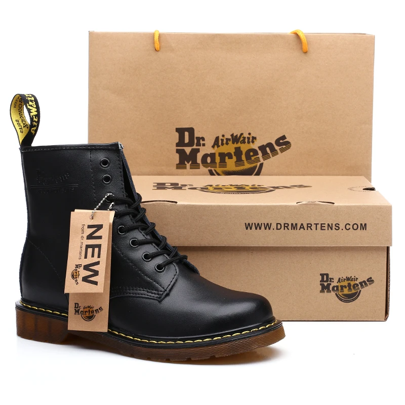 

Genuine leather Men boots Dr. Martens Winter ankle boots fashion shoes Lace Up Shoes For men high quality Vintage Mens shoes