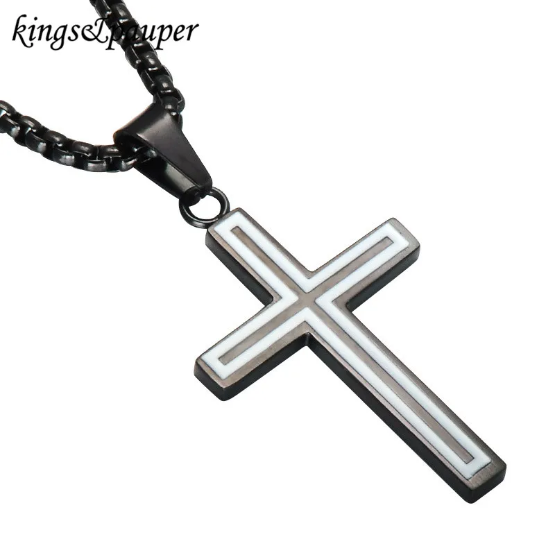 Stainless Steel Devout Christian Believers Chain Cross Choker Charms Necklaces Pandent for Men