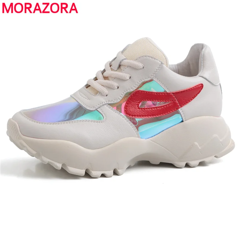 MORAZORA/2019 г. из натуральной кожи женские Сникеры на платформе обувь шнуровке