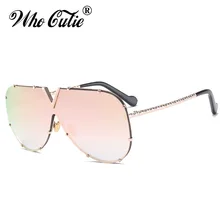 WHO CUTIE, брендовые дизайнерские солнцезащитные очки для мужчин,, высокое качество, без оправы, 90 S, негабаритные, пилот, солнцезащитные очки для женщин, розовые оттенки, Oculos OM526