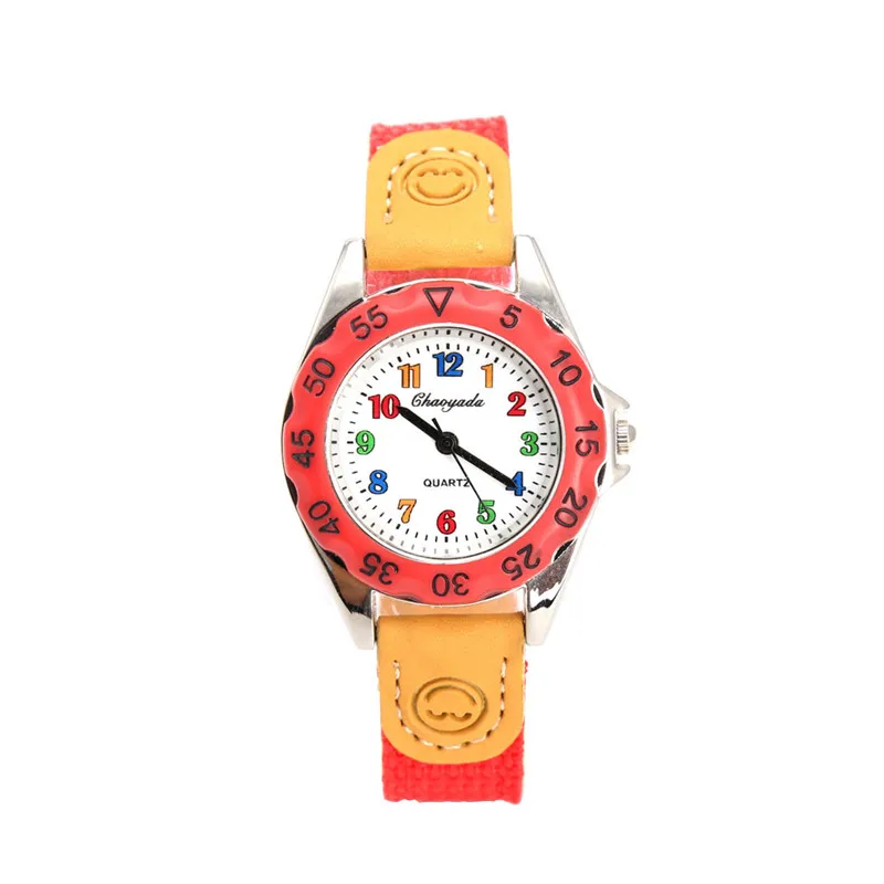 Кварцевые часы для мальчиков и девочек, детские наручные часы для студентов, подарок, цветной числовой циферблат, часы - Цвет: R