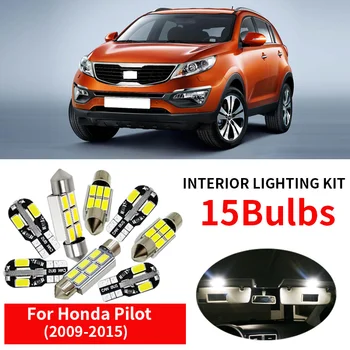 

15pcs Car Accessories Interior LED Light Bulbs Kit For 2009-2015 Honda Pilot Canbus Led Map Dome Trunk License Plate Light Lamp