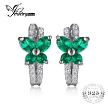 Jewelrypalace mariposa 1ct creado esmeralda nano ruso clip en los pendientes de plata esterlina del sólido 925 nuevo regalo para las mujeres