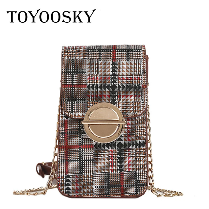 

TOYOOSKY 2018 Women Messenger Bags High Quality Women Plaid Bags Designer Chain Crossbody Bags for Women Phone Purse Case